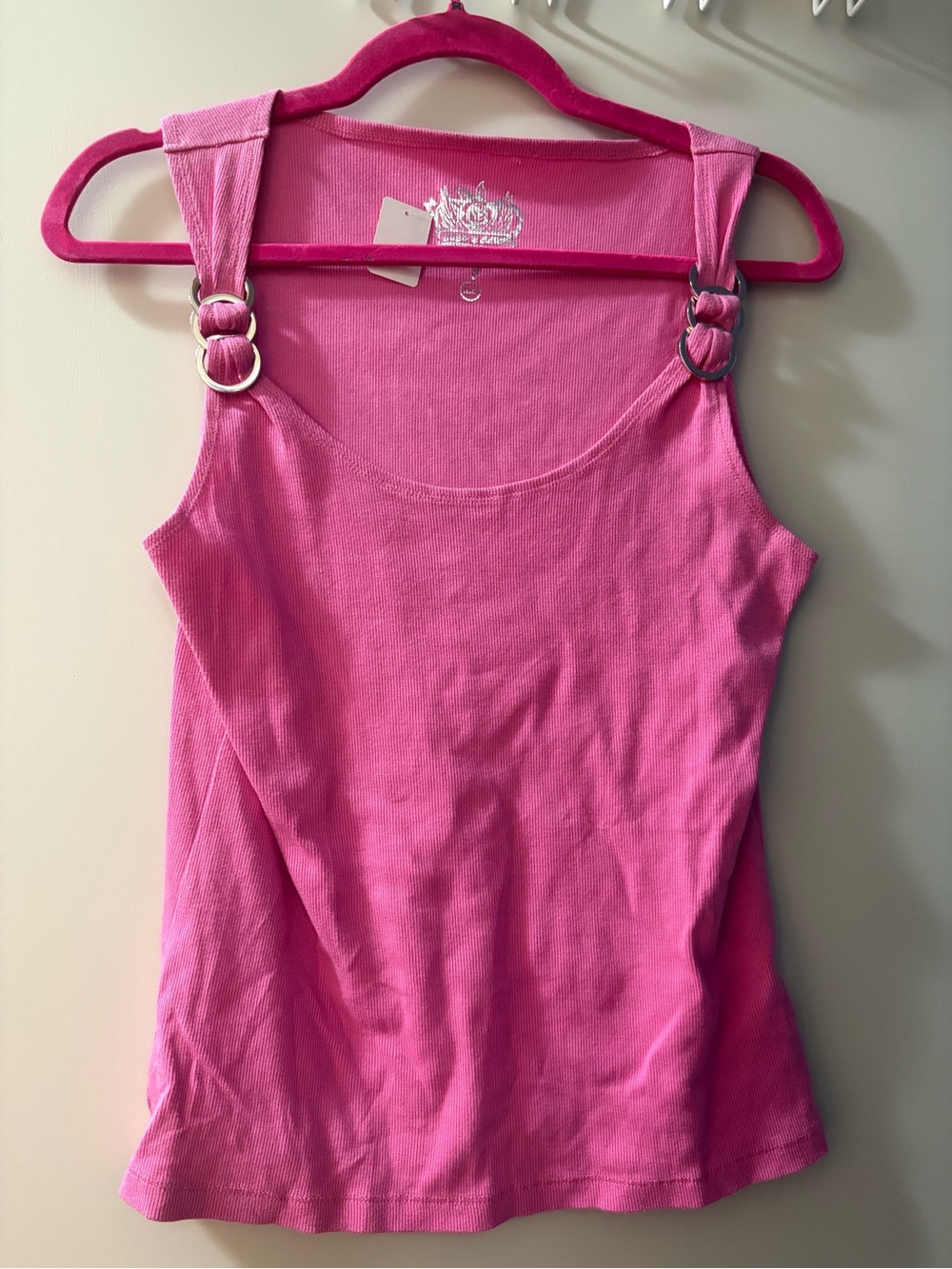Women's Pink Tank Top with Ring-Detail Straps